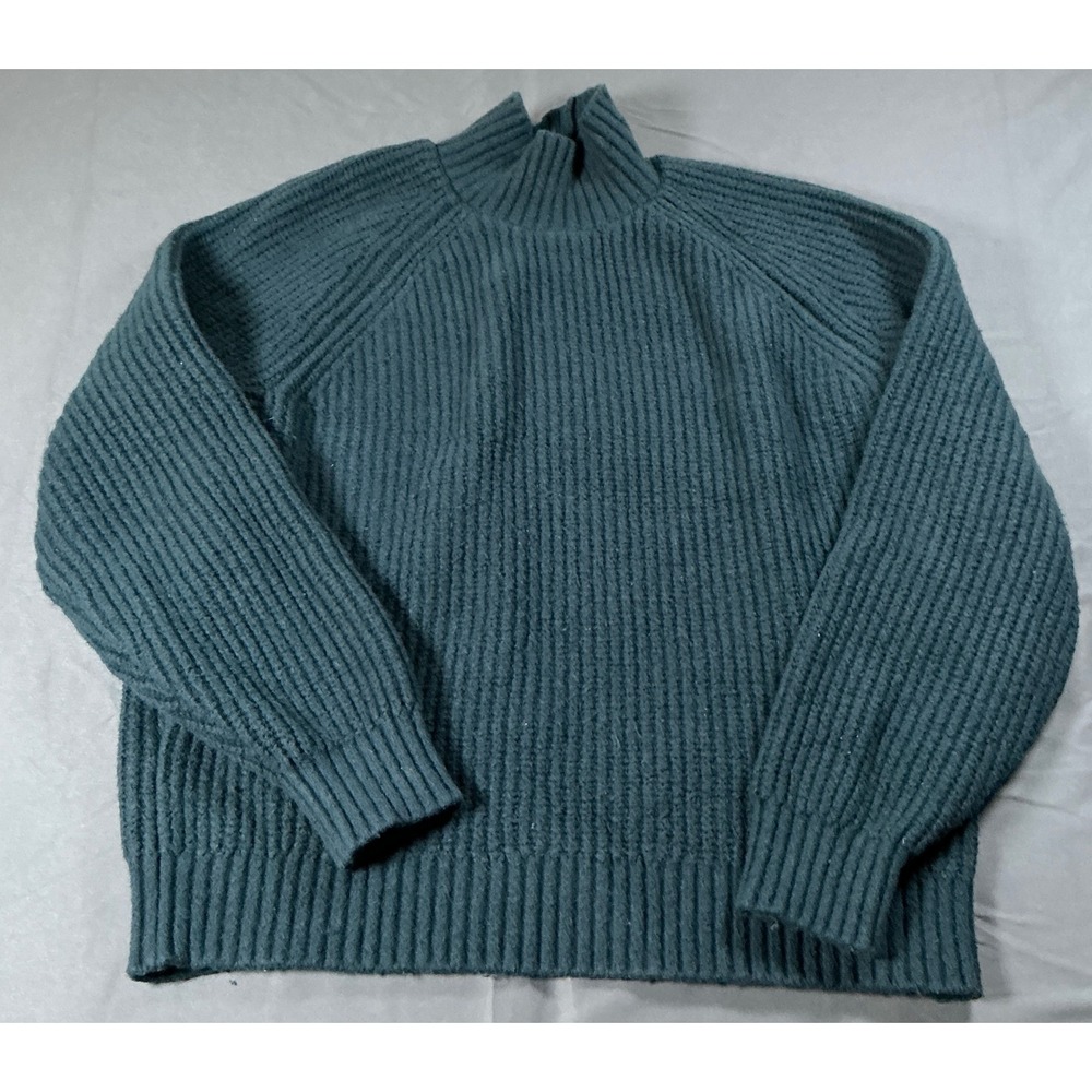 Abercrombie & Fitch Green Oversized Ribbed Mock Neck Sweater Medium 12050393